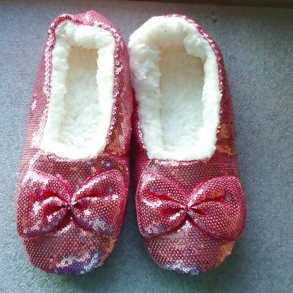 Snoozies Ballerina Bling Metallic Shine Women's Sequin House Slippers  Sz-5/6 - Picture 4 of 7